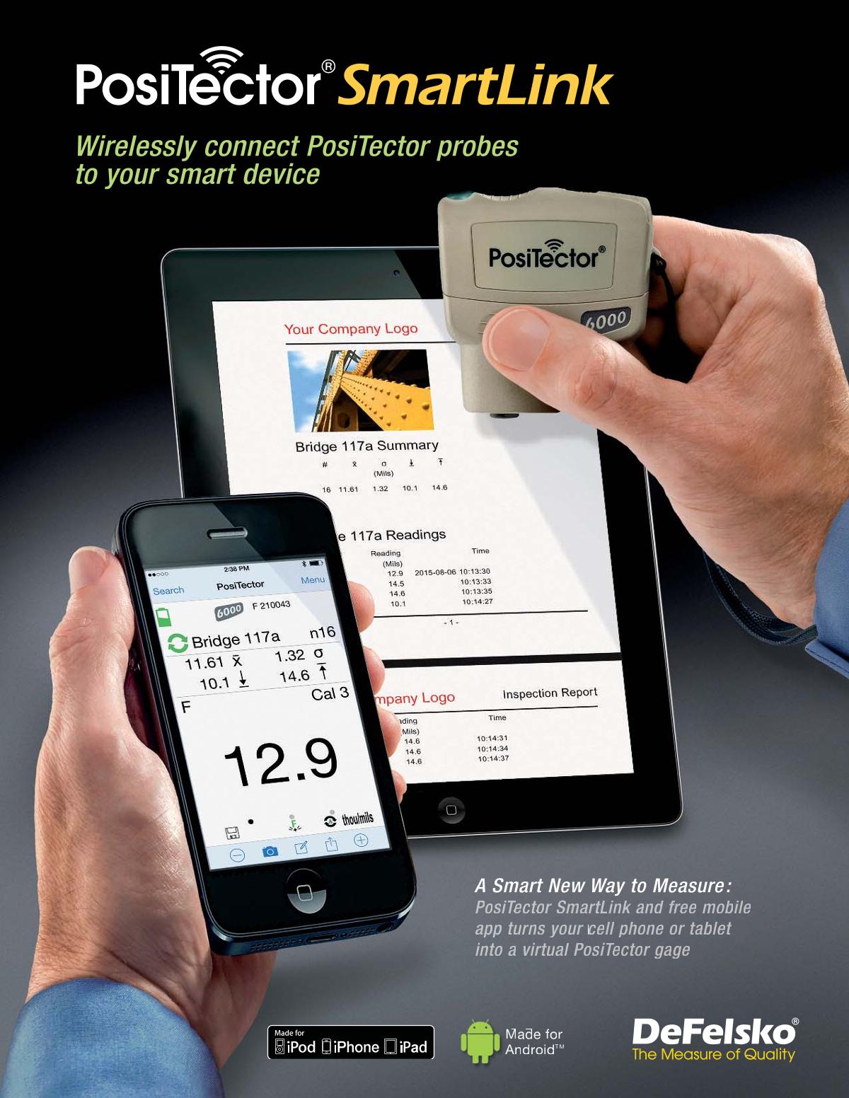 Defelsko PosiTector SmartLink wireless connector brochure page 1