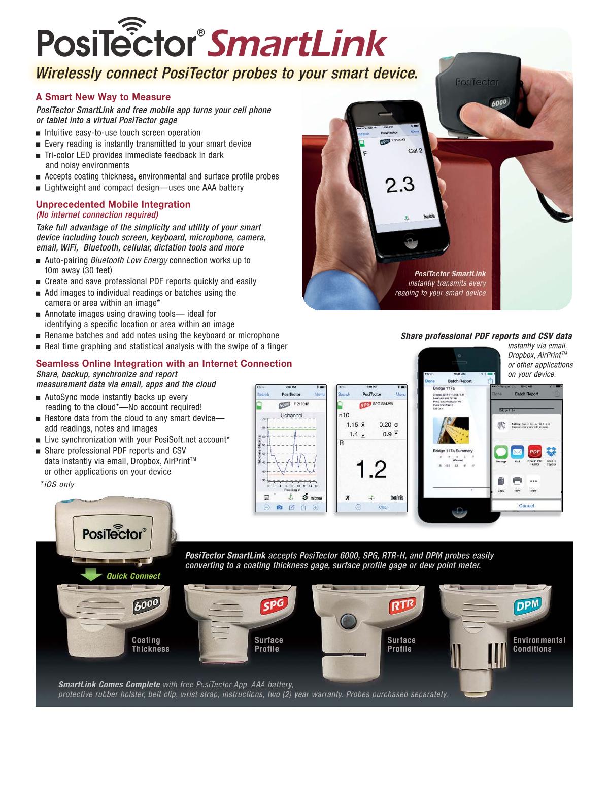 Defelsko PosiTector SmartLink wireless connector brochure page 2