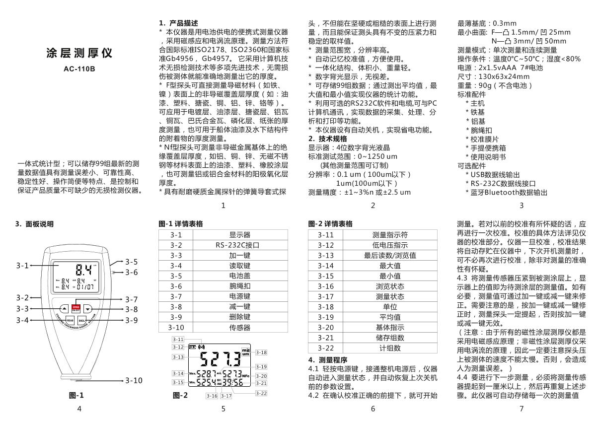 AMITTARI AC-110B Coating Thickness GaugeManual page 1