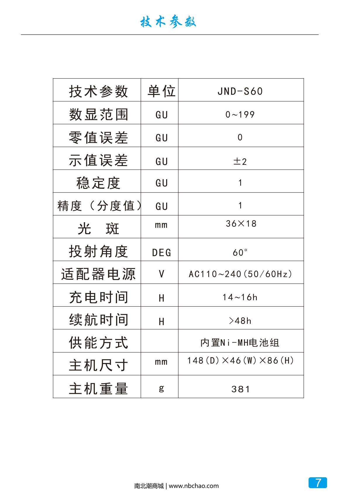 JND JND-S60 Gloss meterManual page 8