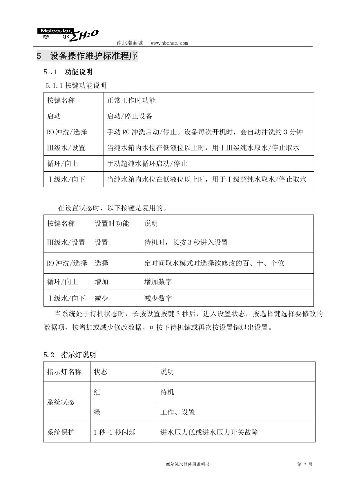 Molecular MP-40L Lab water purifierManual page 8