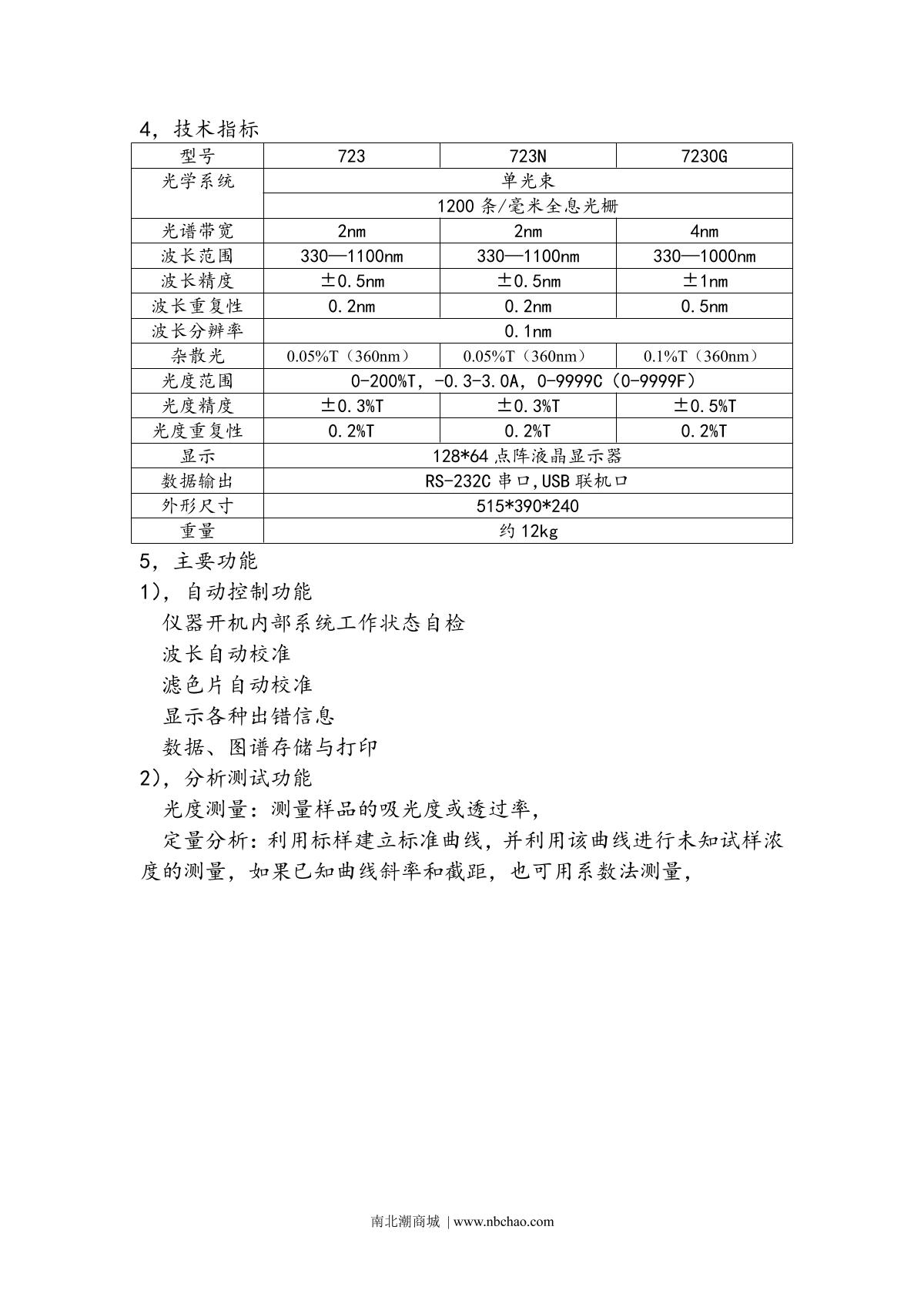 Yoke 723N SpectrophotometerManual page 4