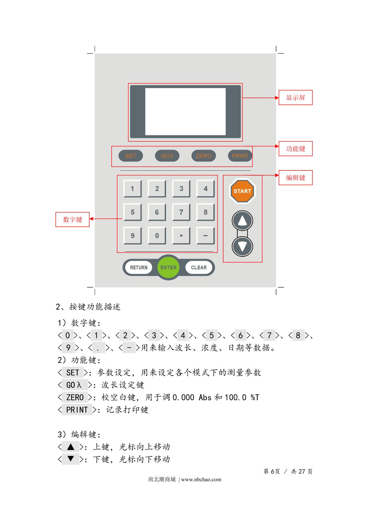 Yoke UV756 SpectrophotometerManual page 8