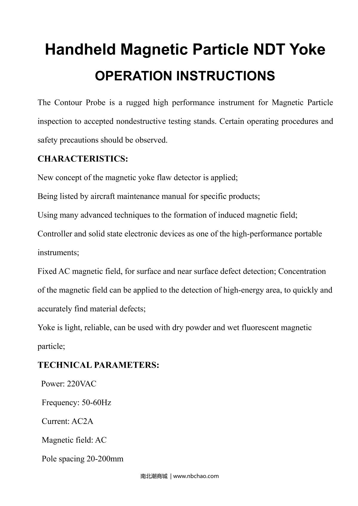 RunJie CDX-3 Magnetic Particle Flaw DetectorManual page 9
