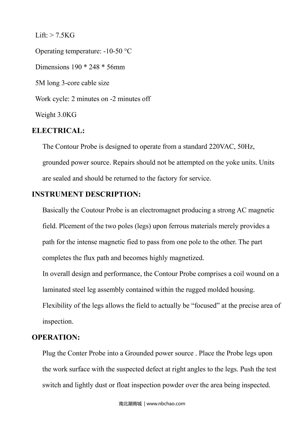 RunJie CDX-3 Magnetic Particle Flaw DetectorManual page 10