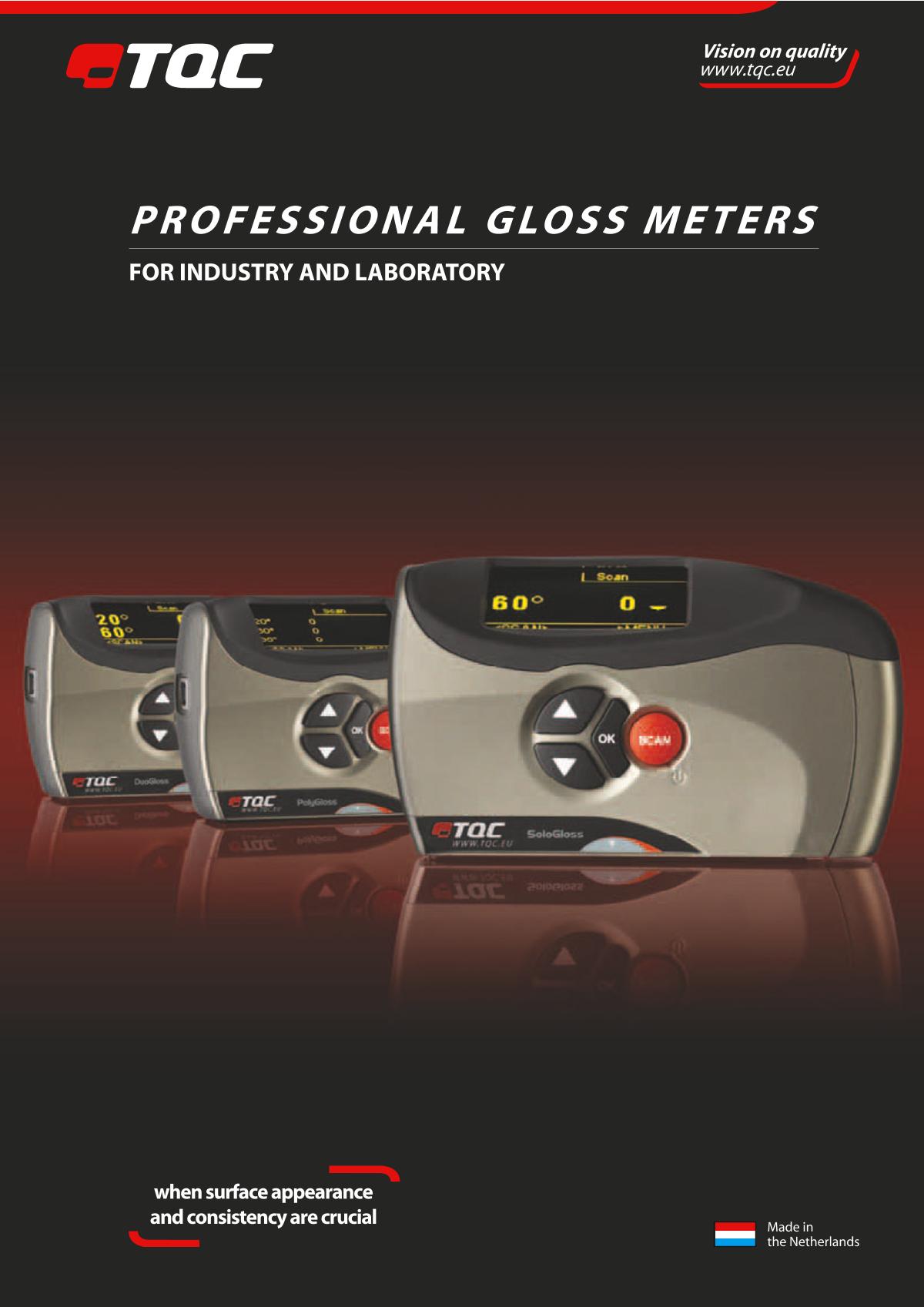 TQC sheen GL0030 Gloss Meter brochure page 1