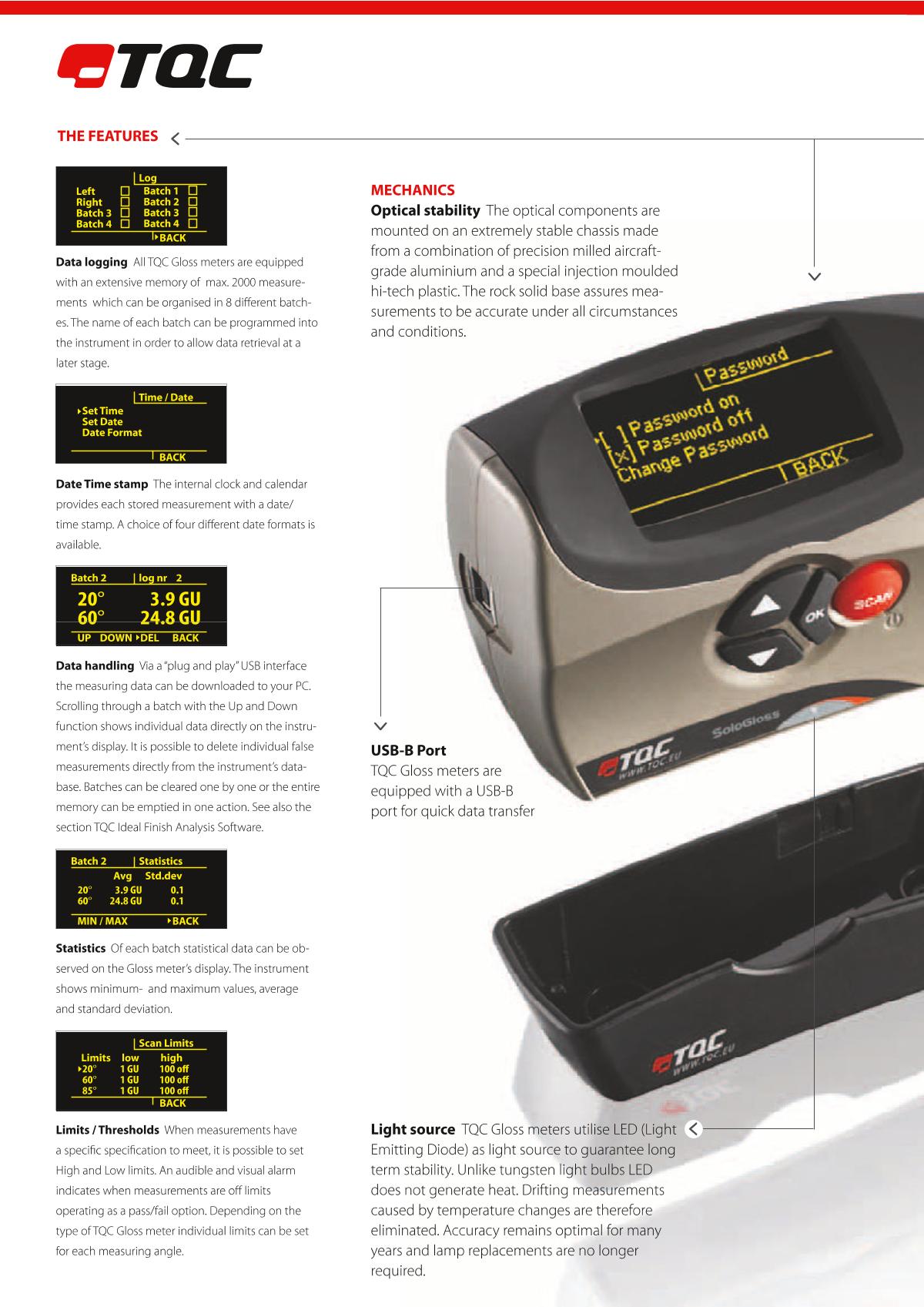 TQC sheen GL0030 Gloss Meter brochure page 4