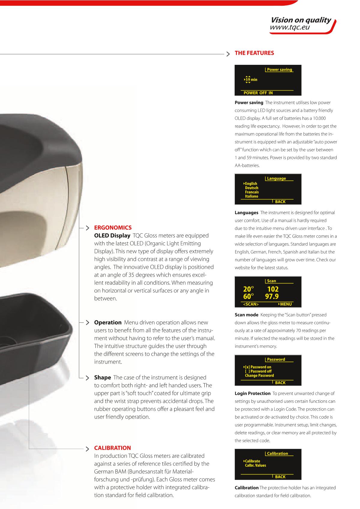 TQC sheen GL0030 Gloss Meter brochure page 5