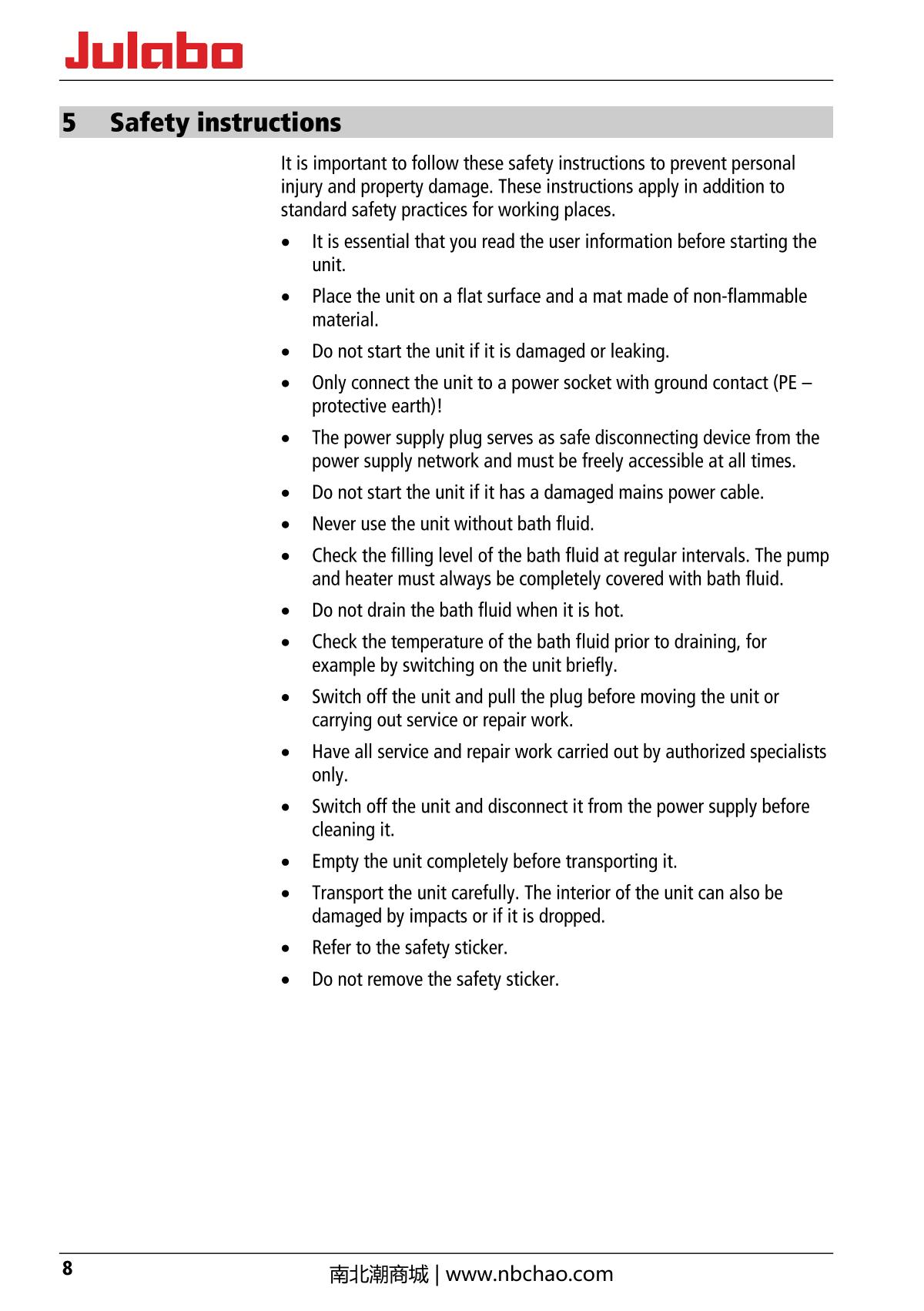 JULABO  Manual page 8