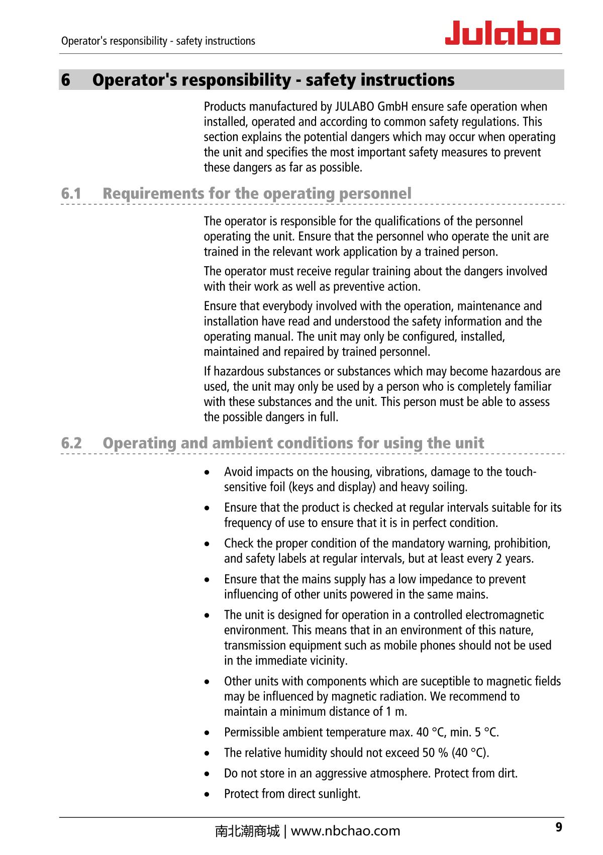 JULABO  Manual page 9