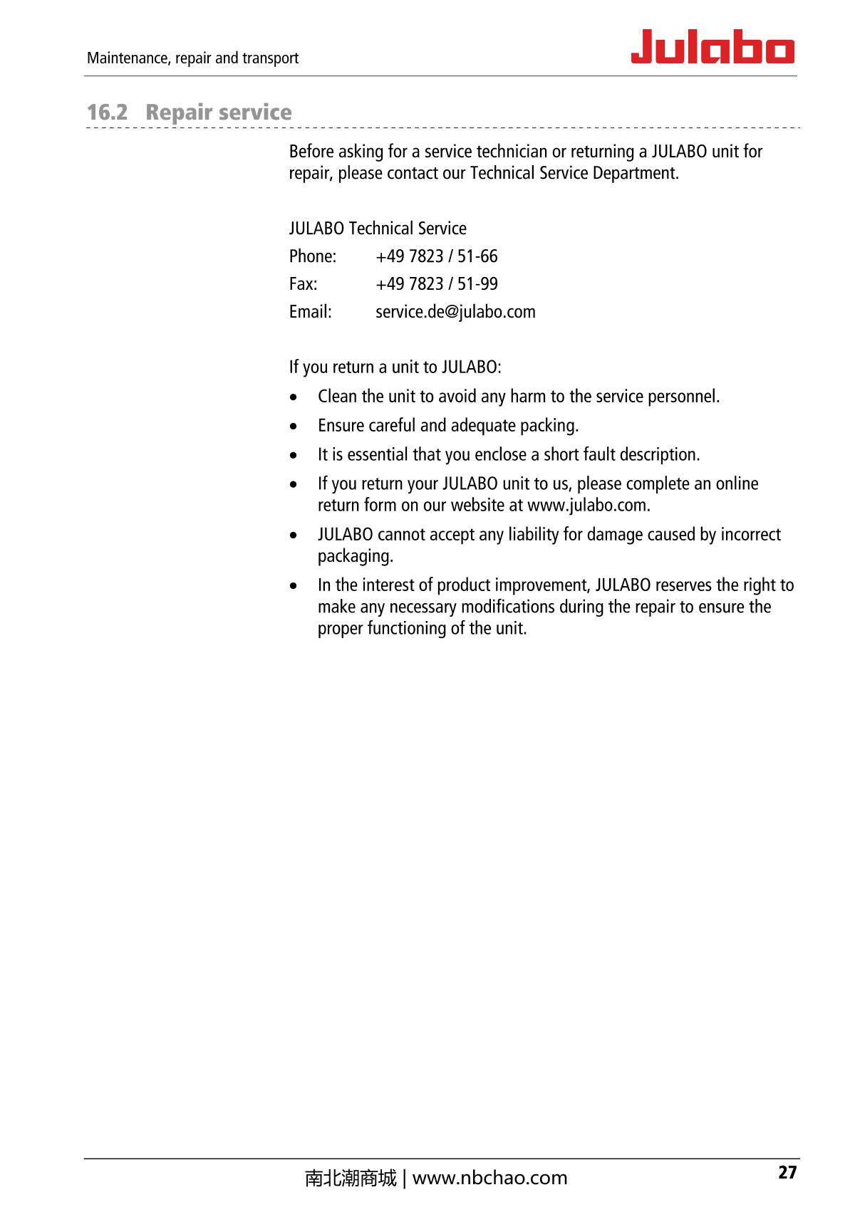 JULABO  Manual page 27