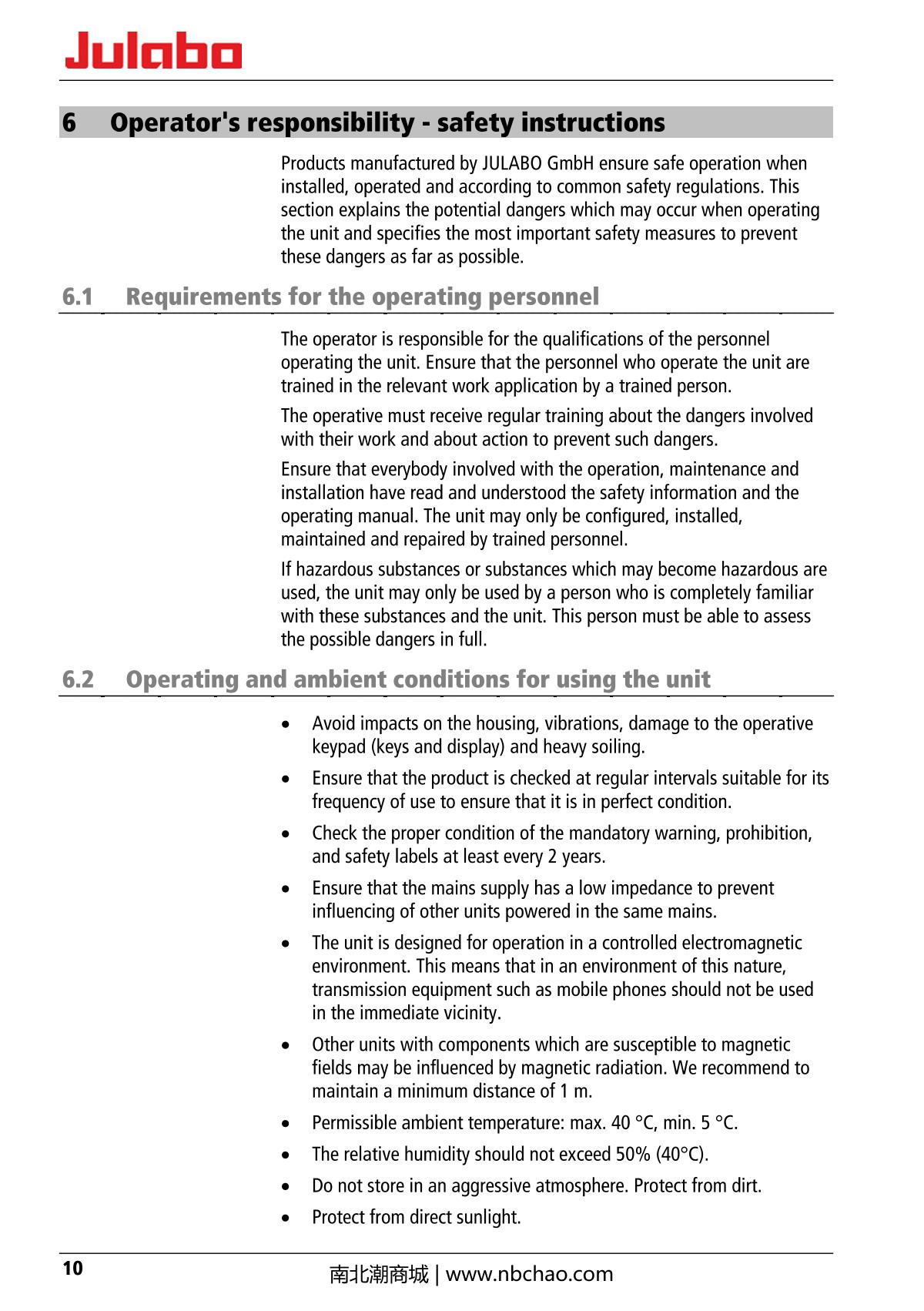 JULABO  Manual page 10