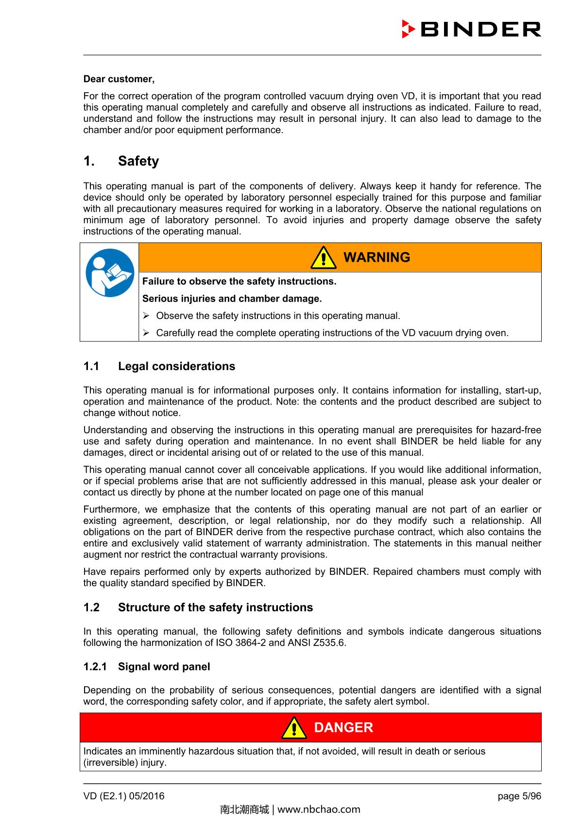 Binder VD53 Vacuum OvenManual page 5