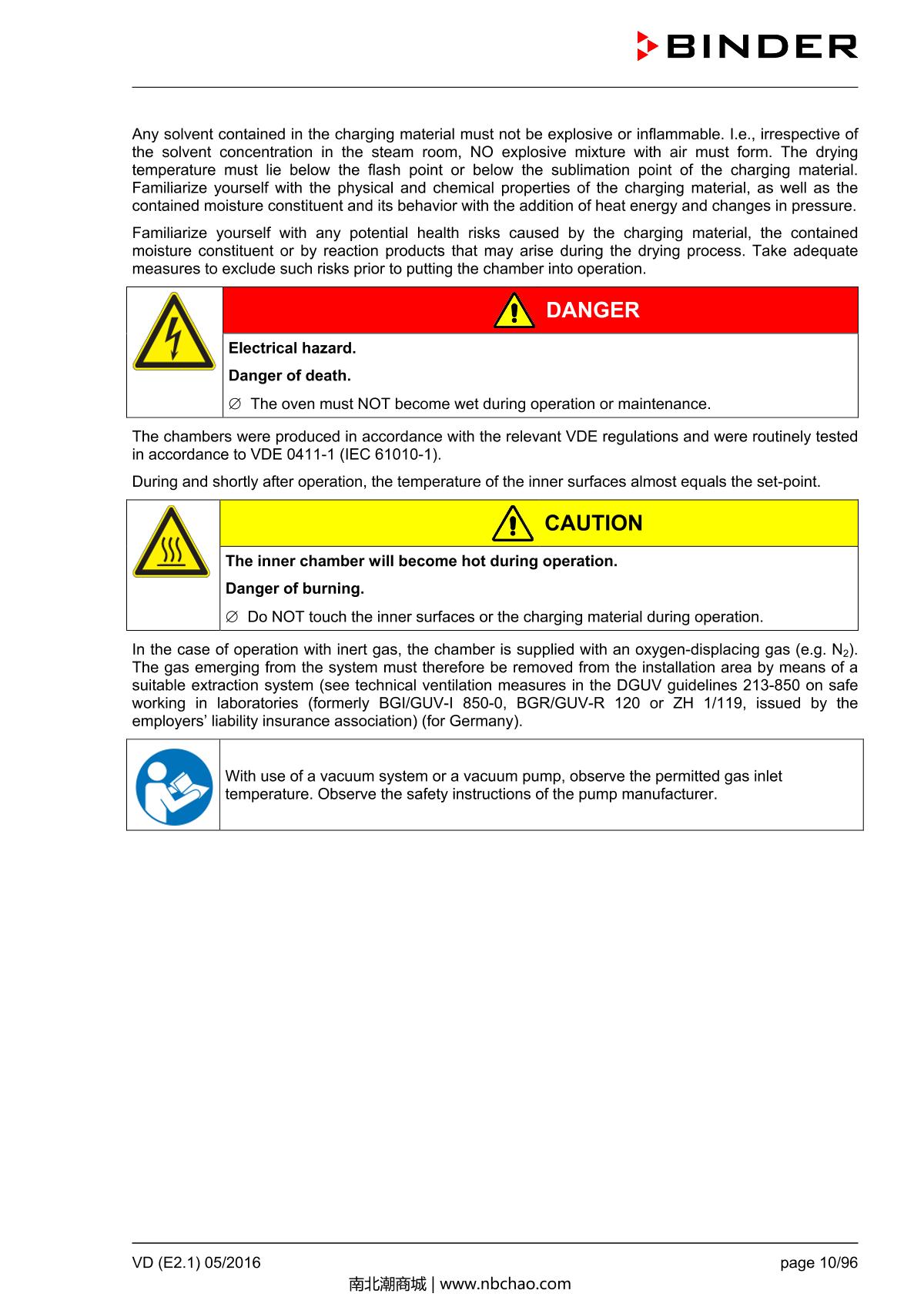 Binder VD53 Vacuum OvenManual page 10
