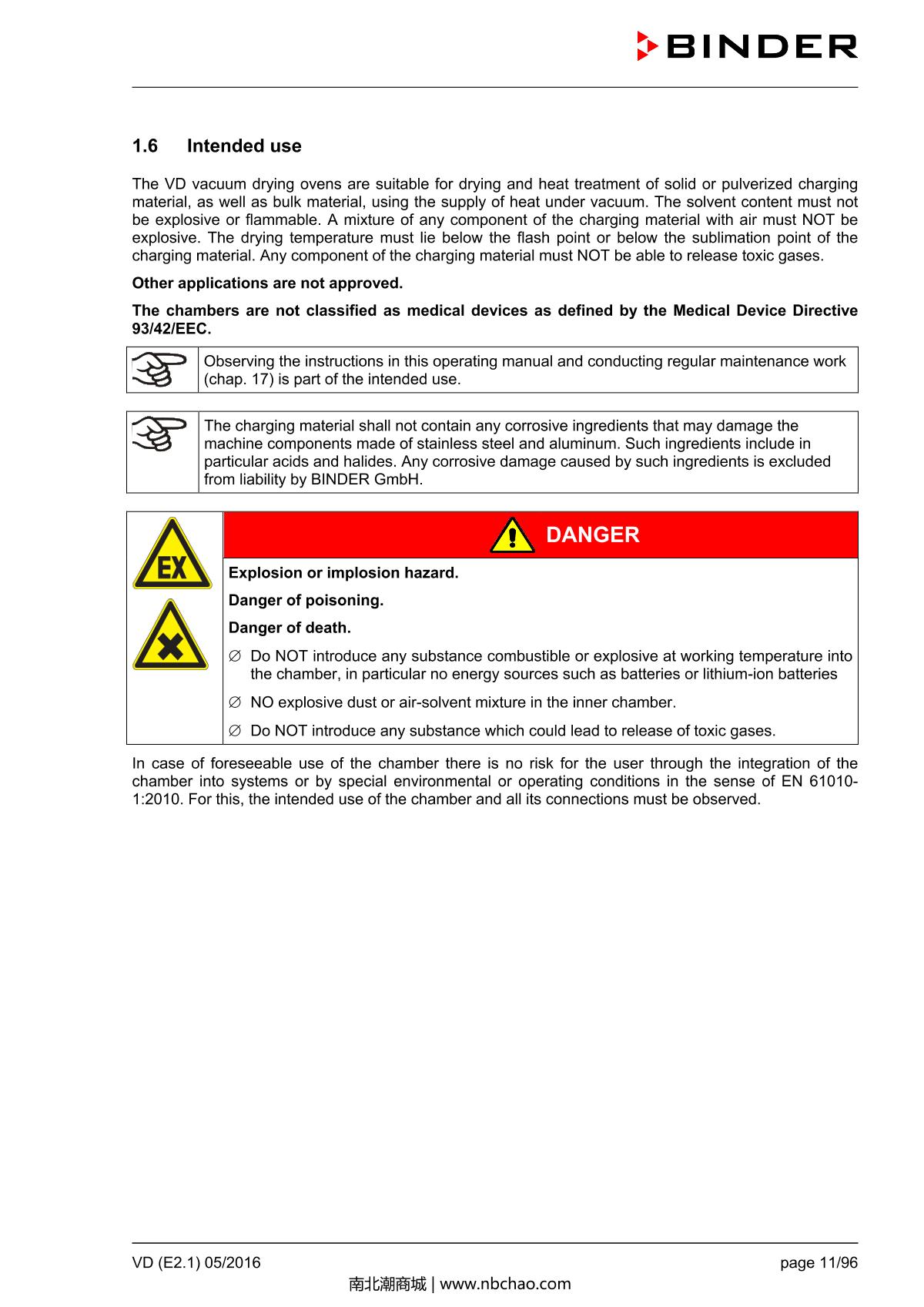 Binder VD53 Vacuum OvenManual page 11