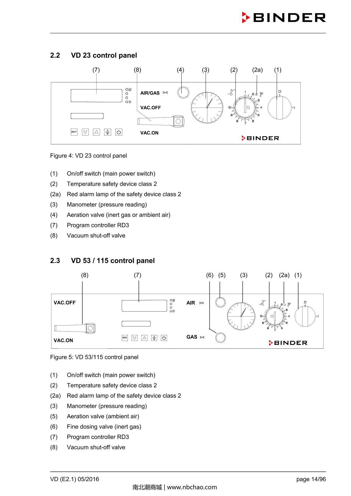 Binder VD53 Vacuum OvenManual page 14