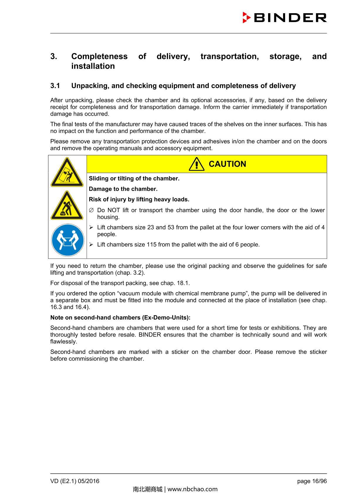 Binder VD53 Vacuum OvenManual page 16