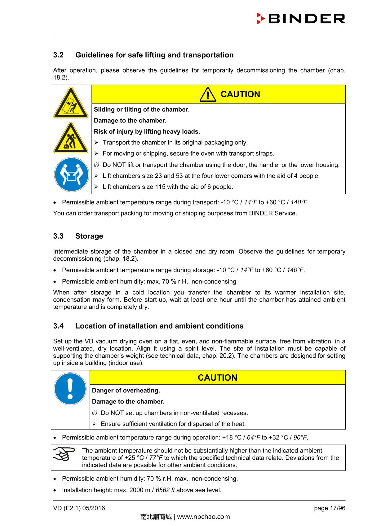Binder VD53 Vacuum OvenManual page 17