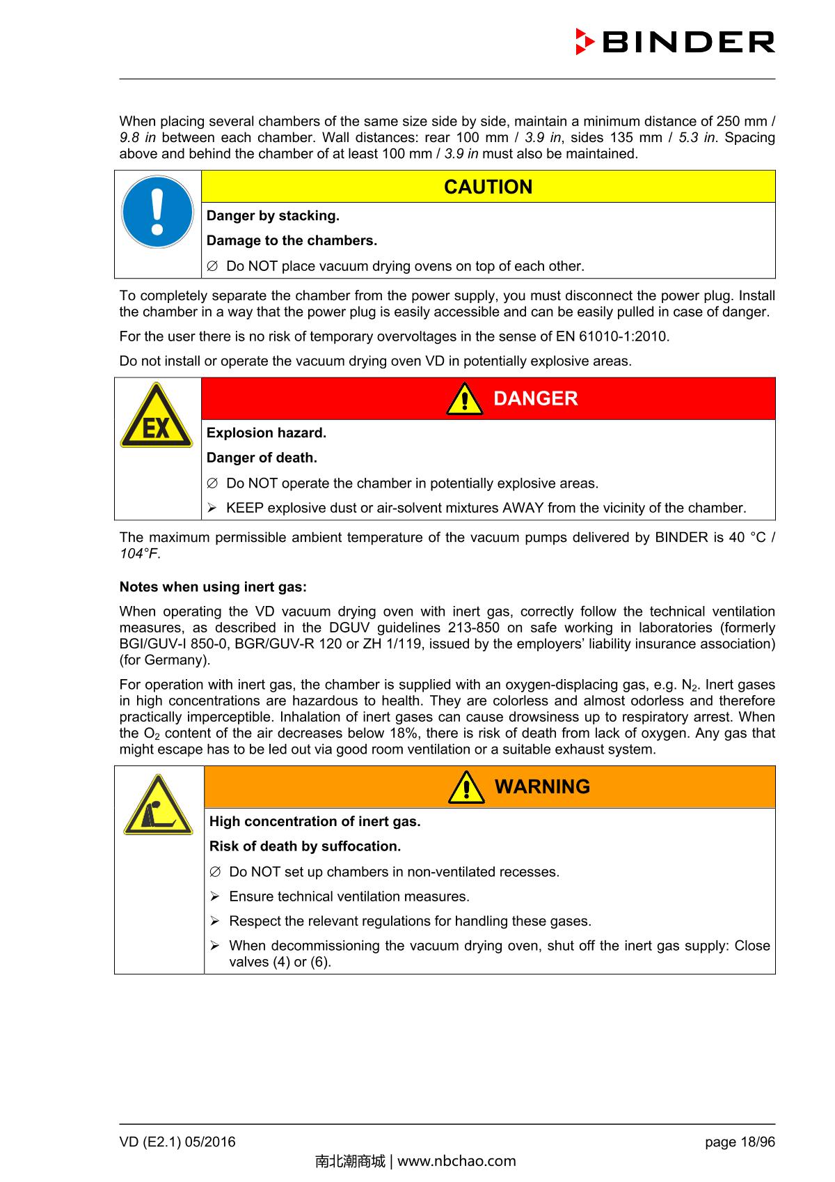 Binder VD53 Vacuum OvenManual page 18