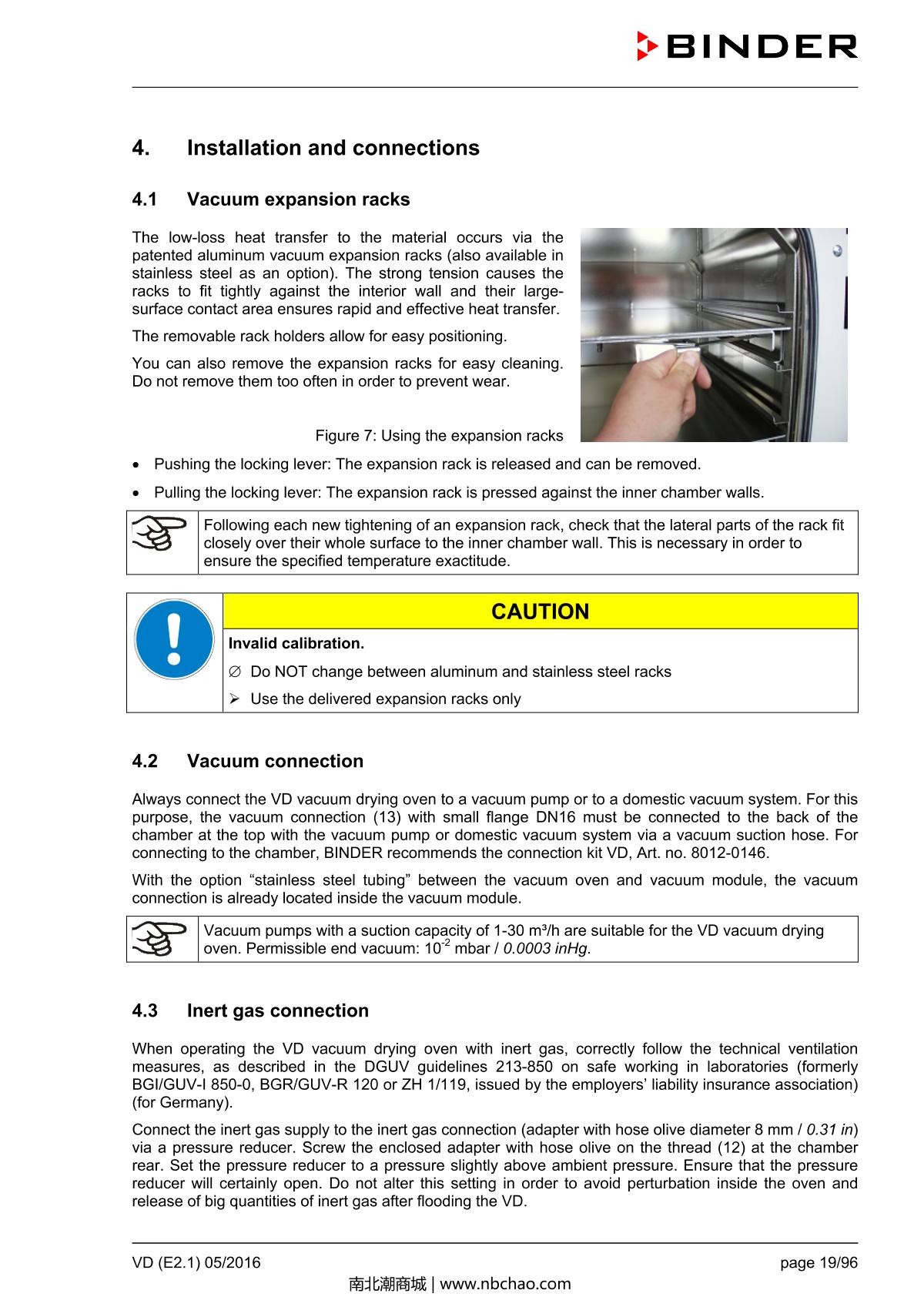 Binder VD53 Vacuum OvenManual page 19
