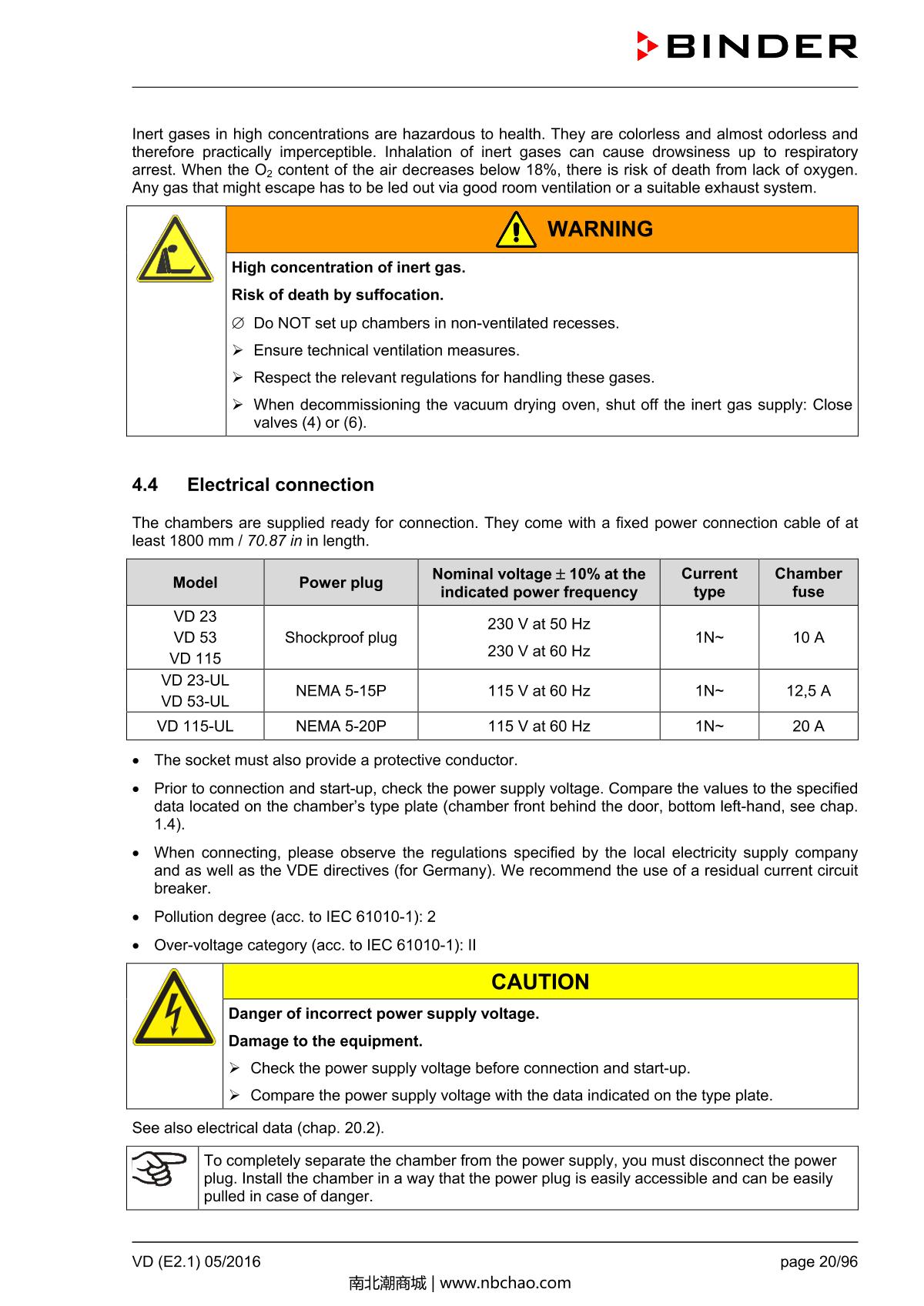 Binder VD53 Vacuum OvenManual page 20