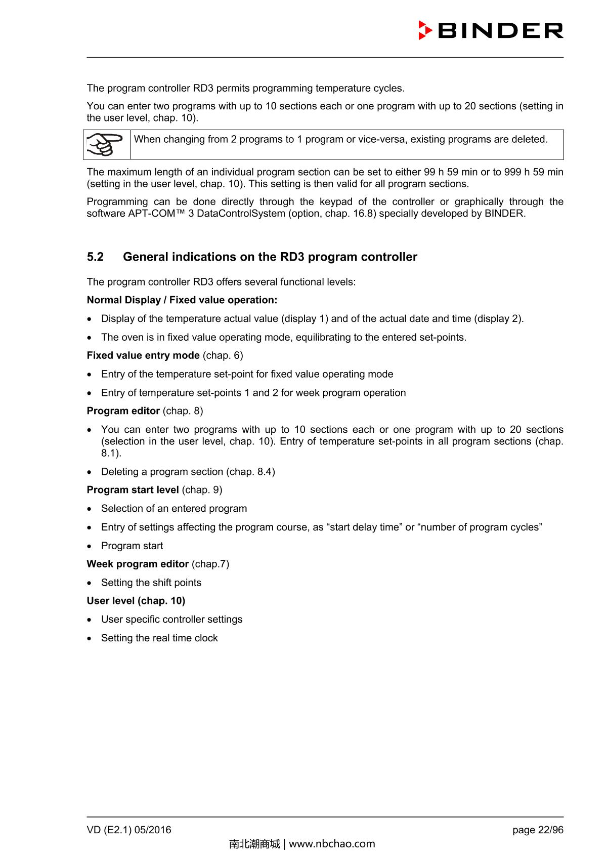 Binder VD53 Vacuum OvenManual page 22