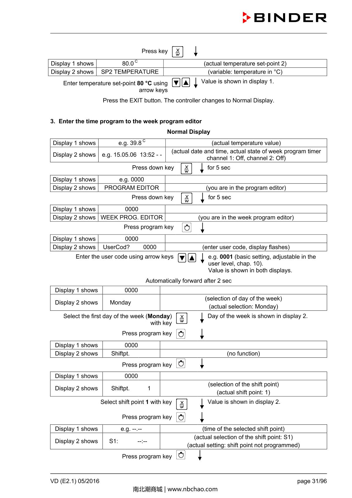 Binder VD53 Vacuum OvenManual page 31