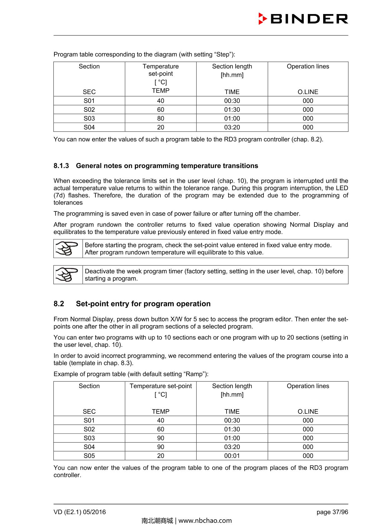 Binder VD53 Vacuum OvenManual page 37