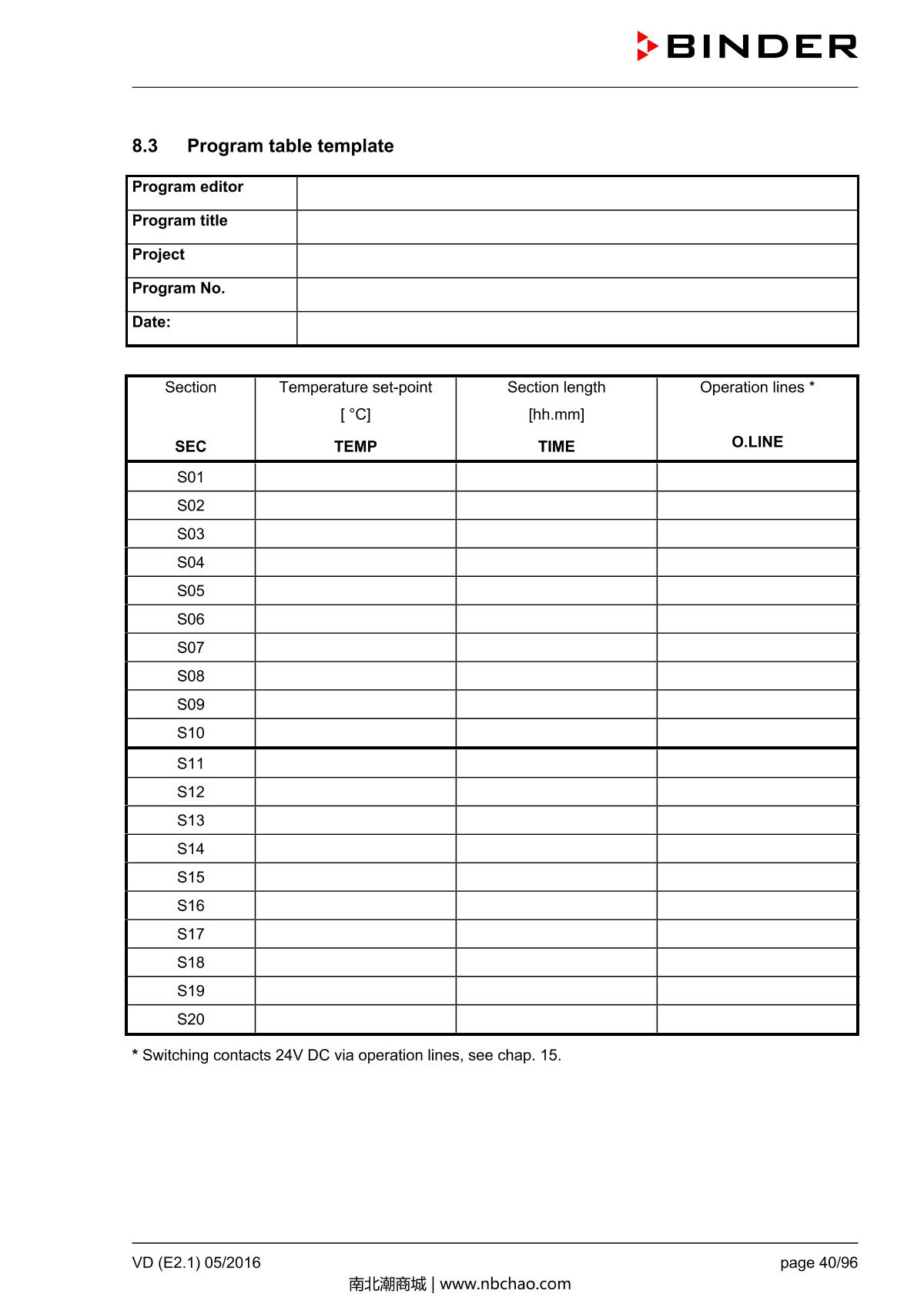 Binder VD53 Vacuum OvenManual page 40