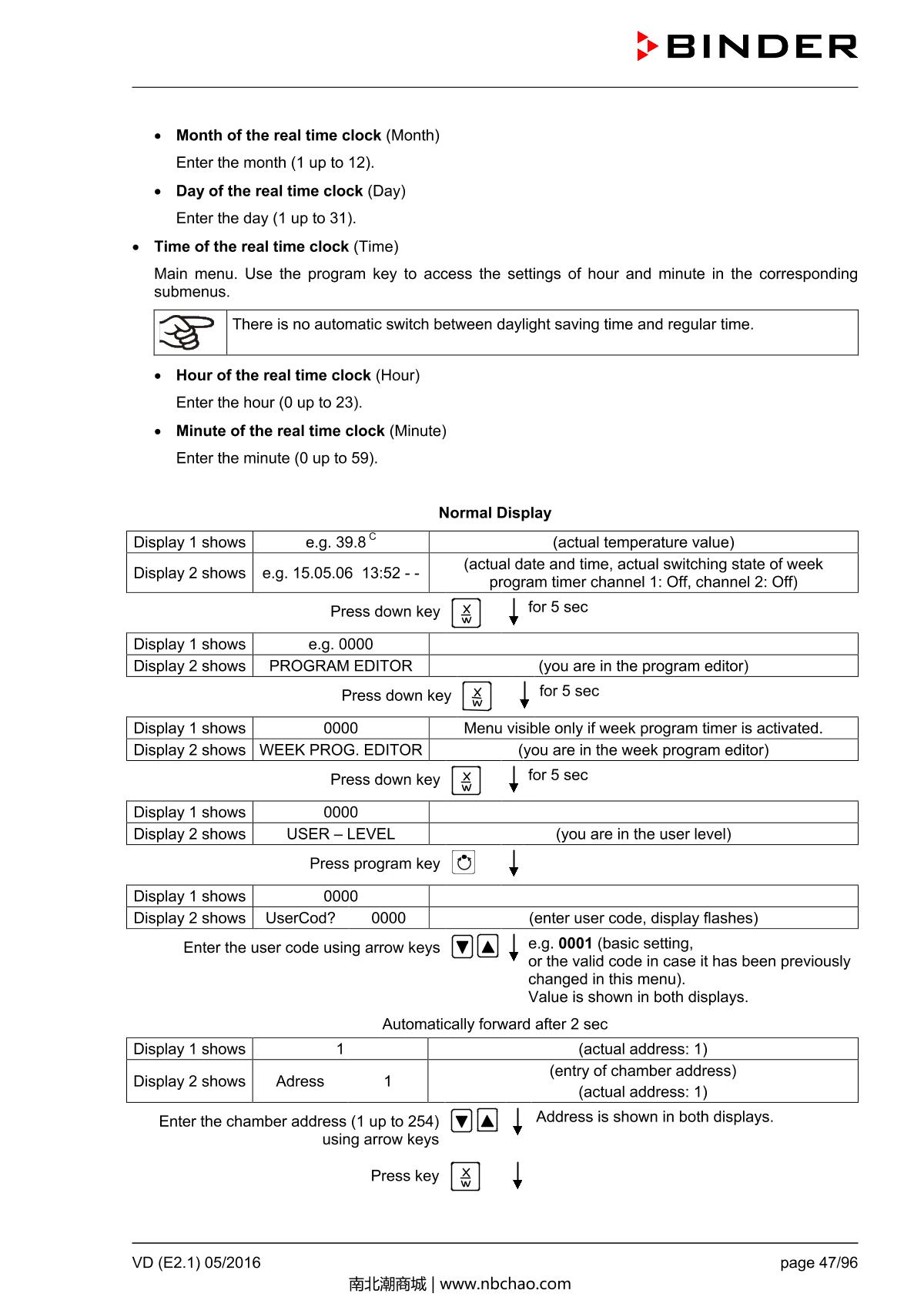 Binder VD53 Vacuum OvenManual page 47