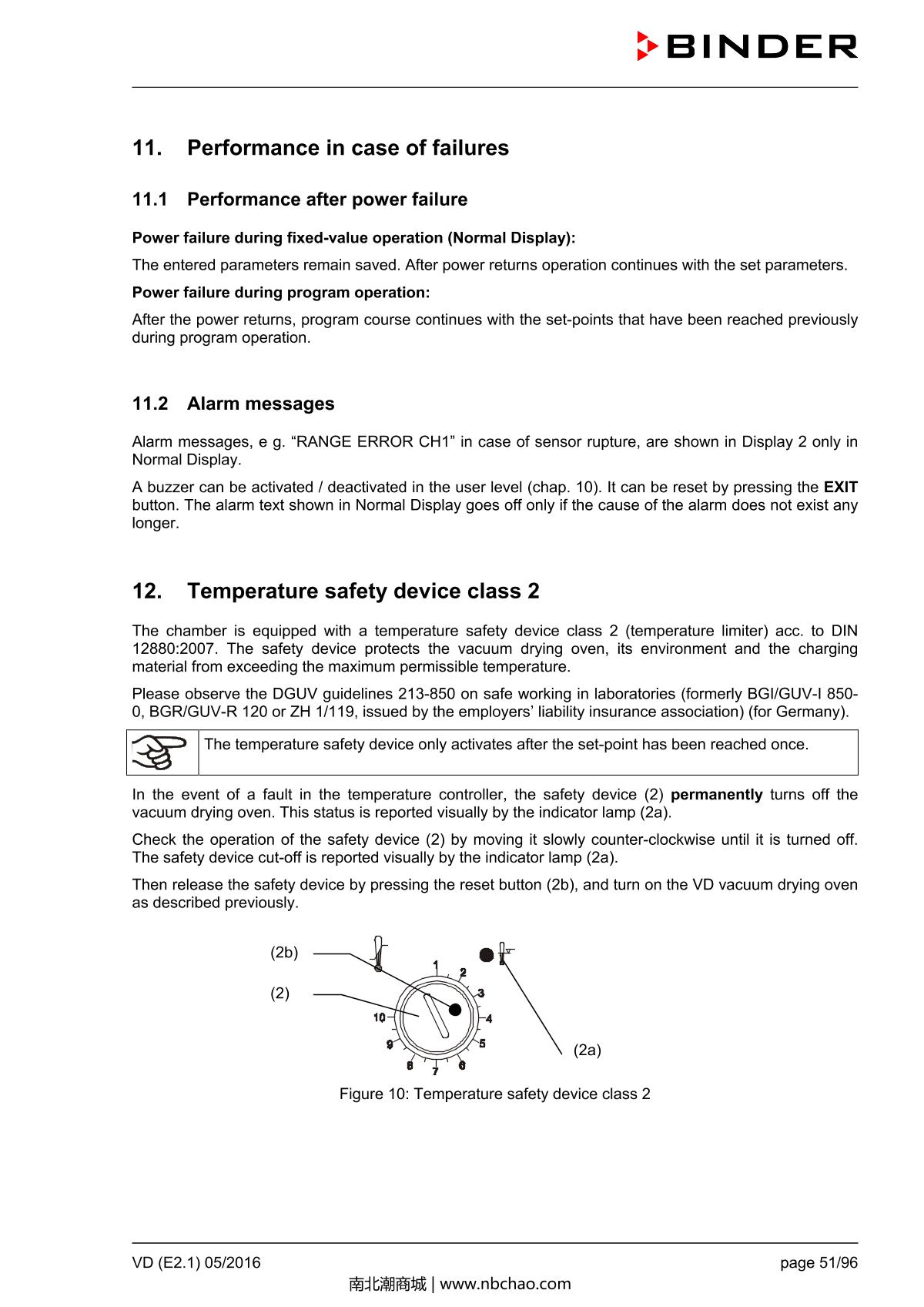 Binder VD53 Vacuum OvenManual page 51