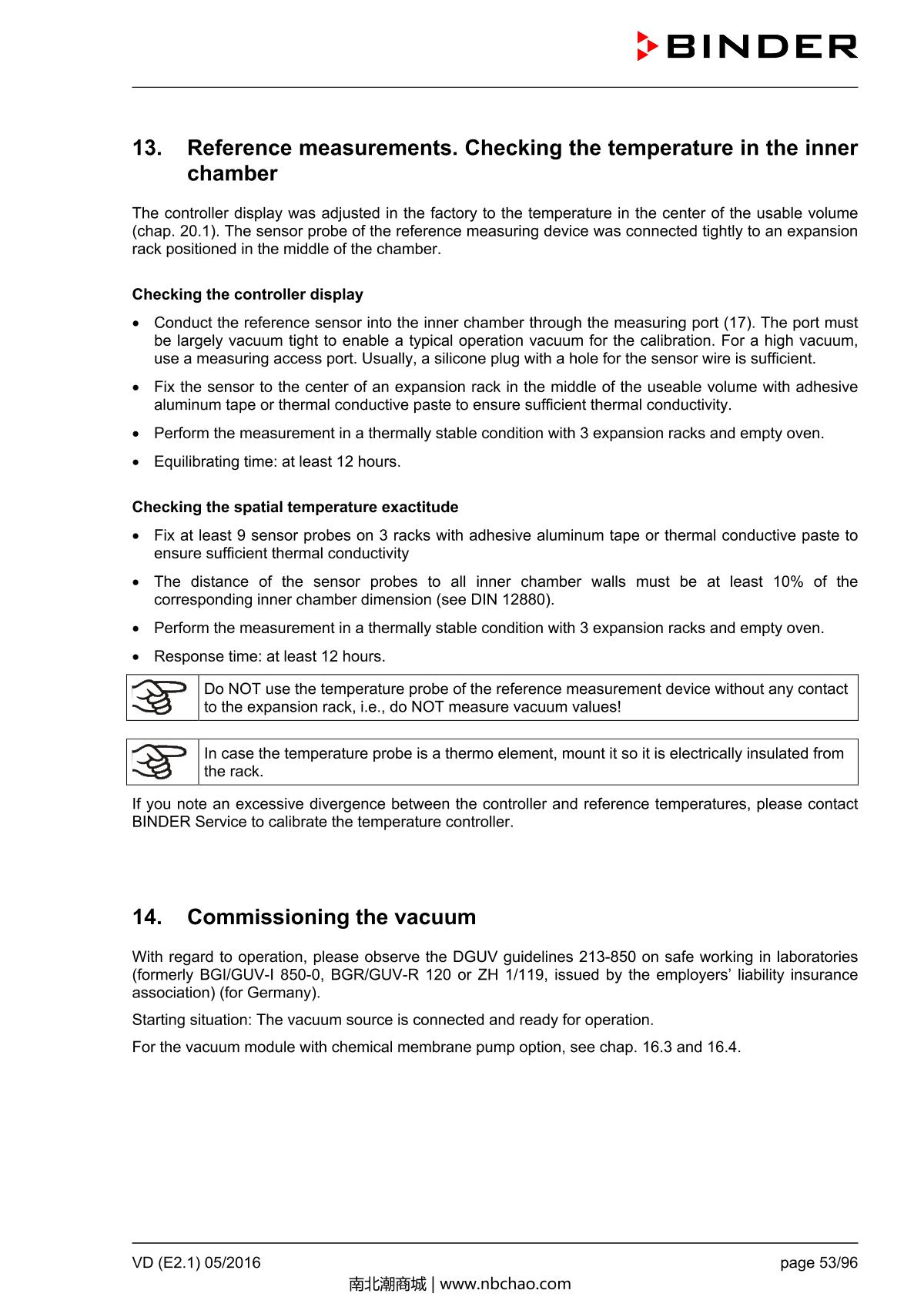 Binder VD53 Vacuum OvenManual page 53