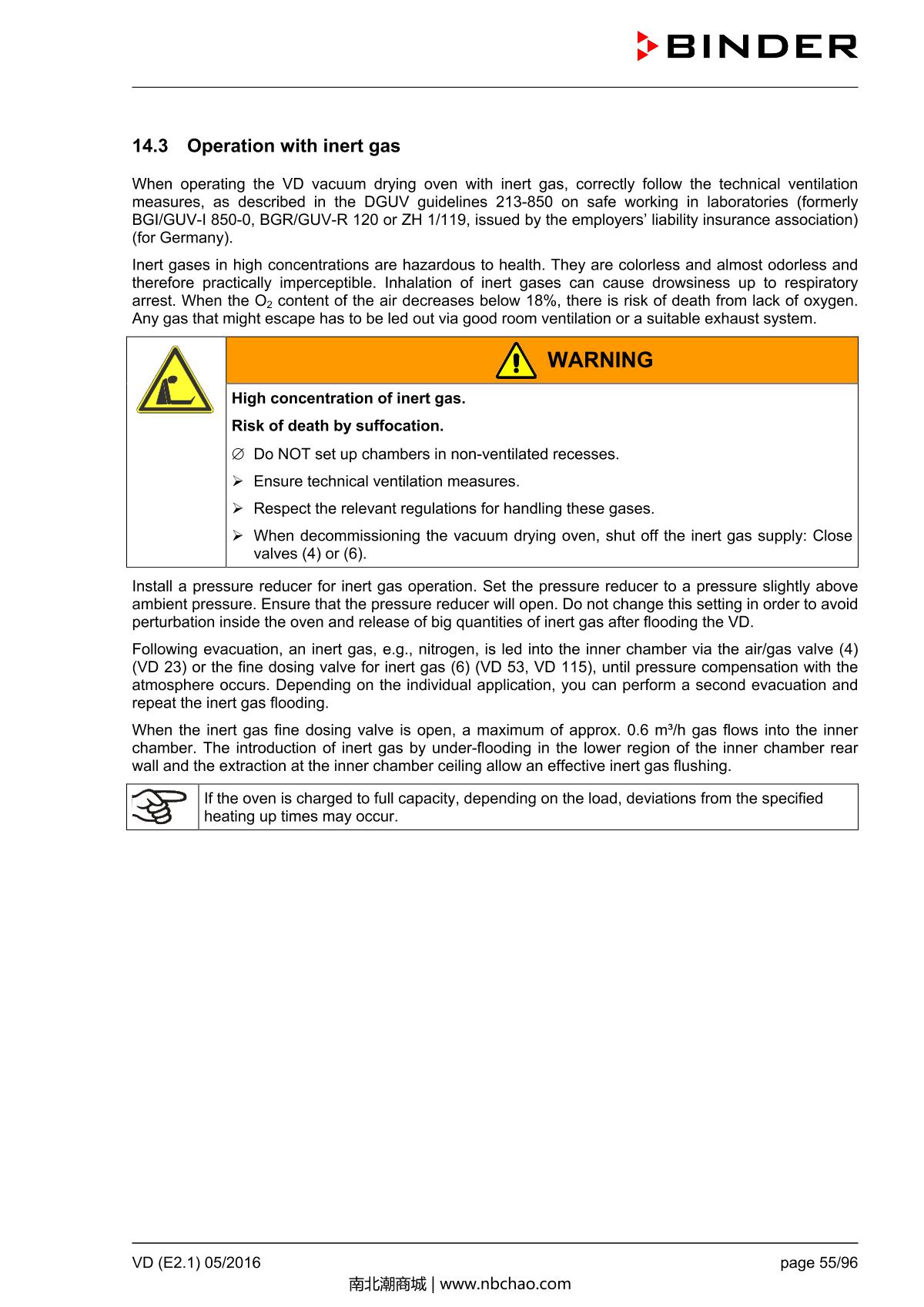 Binder VD53 Vacuum OvenManual page 55