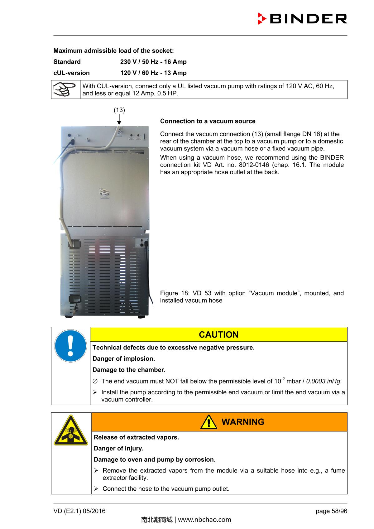 Binder VD53 Vacuum OvenManual page 58