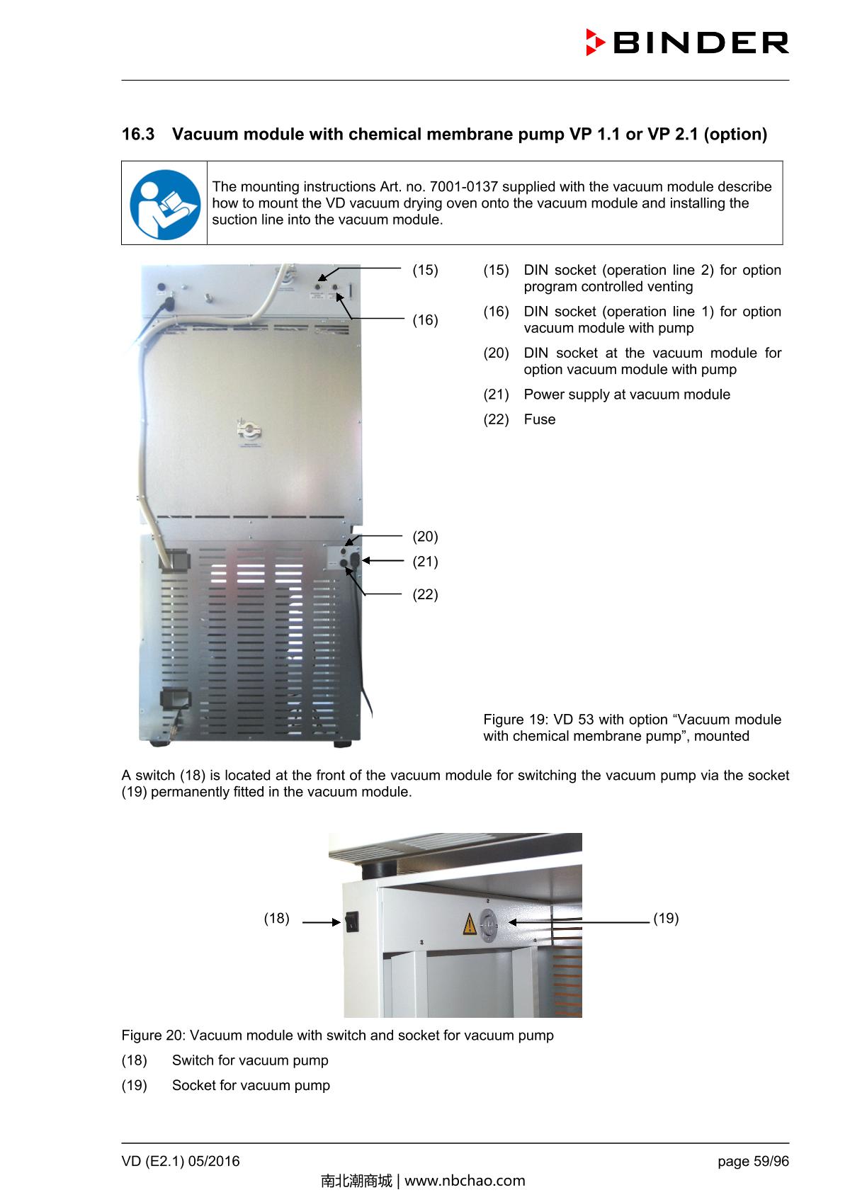 Binder VD53 Vacuum OvenManual page 59