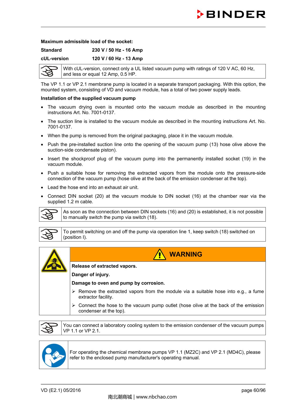 Binder VD53 Vacuum OvenManual page 60