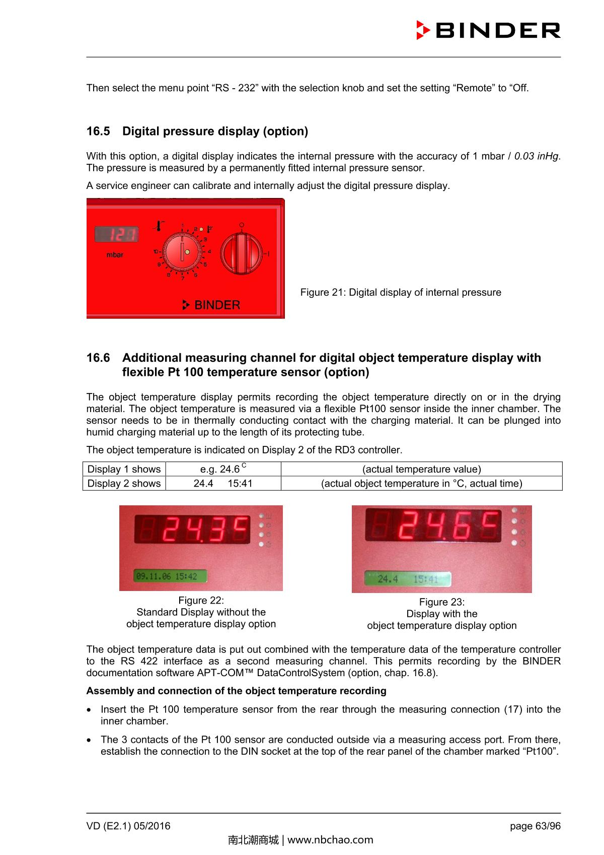 Binder VD53 Vacuum OvenManual page 63