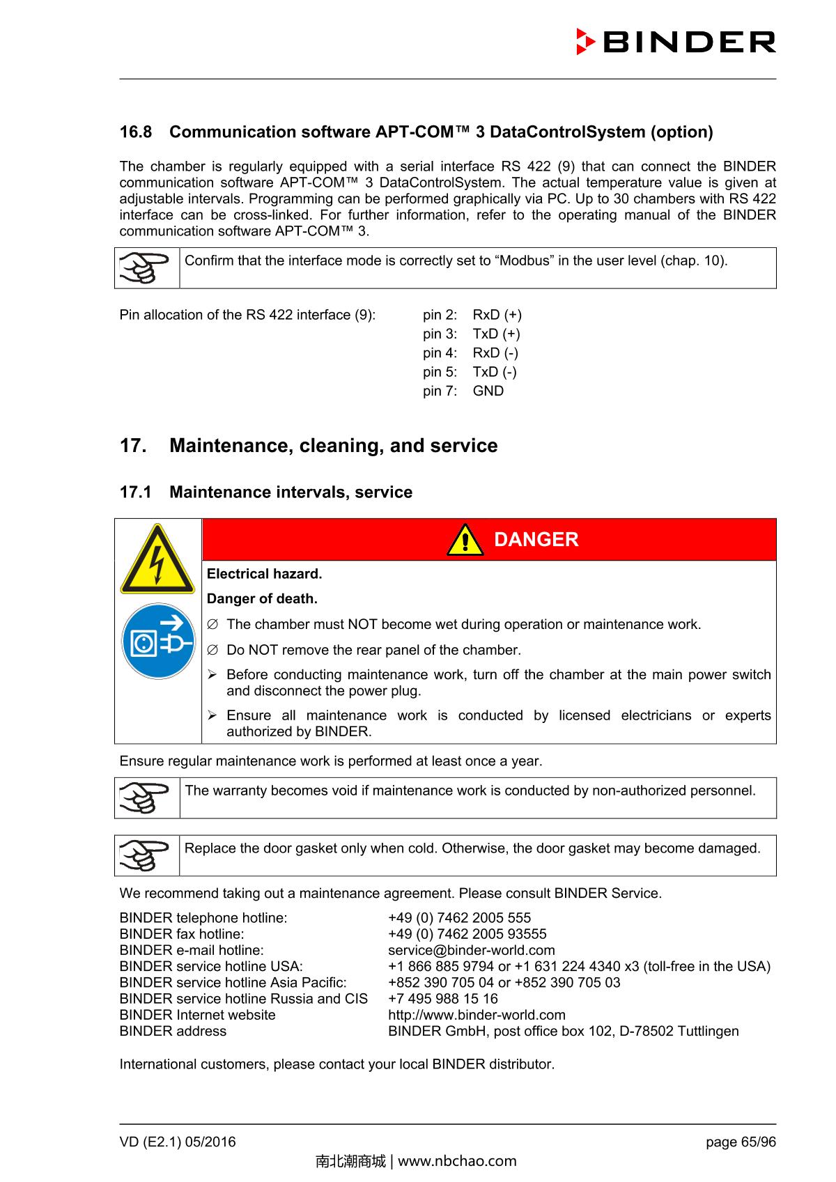 Binder VD53 Vacuum OvenManual page 65