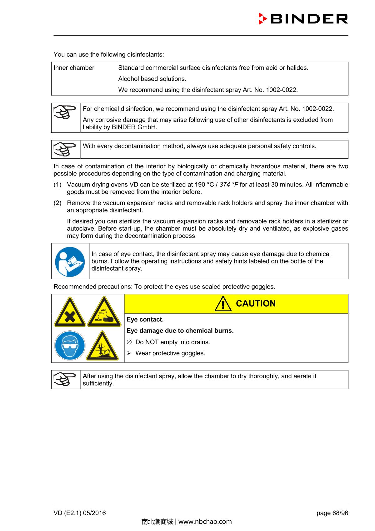 Binder VD53 Vacuum OvenManual page 68