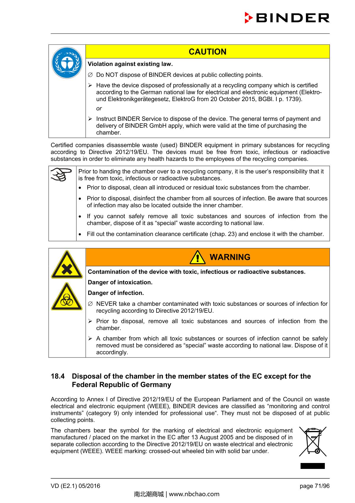 Binder VD53 Vacuum OvenManual page 71