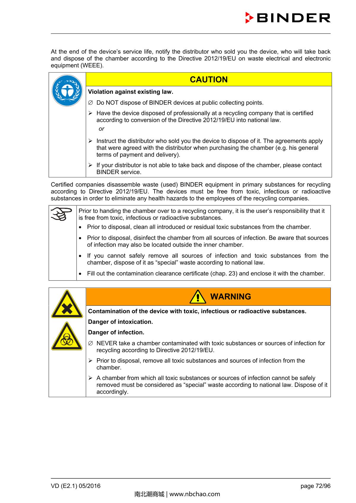Binder VD53 Vacuum OvenManual page 72