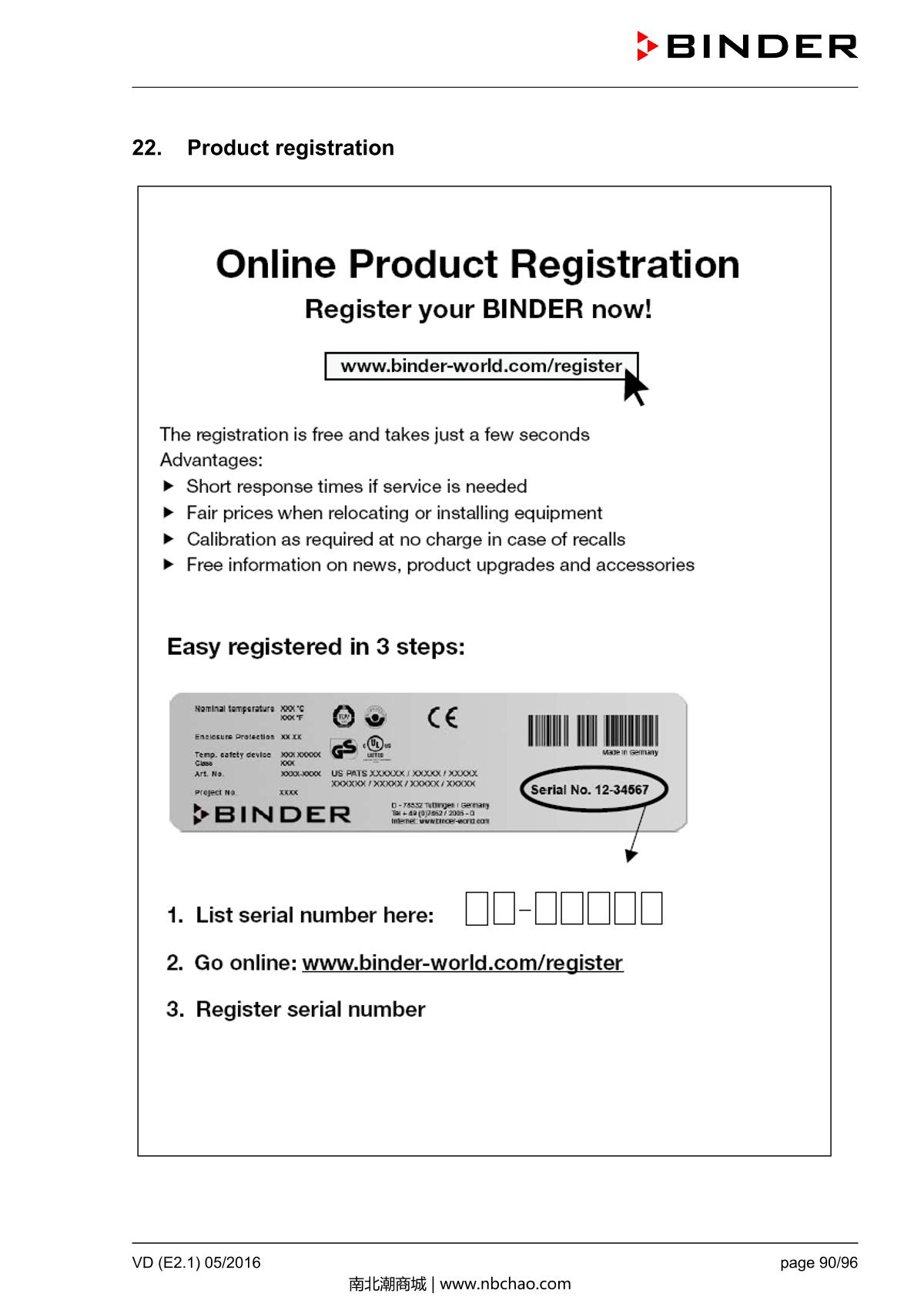 Binder VD53 Vacuum OvenManual page 90