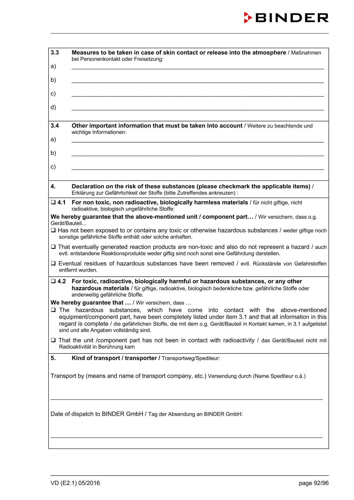 Binder VD53 Vacuum OvenManual page 92