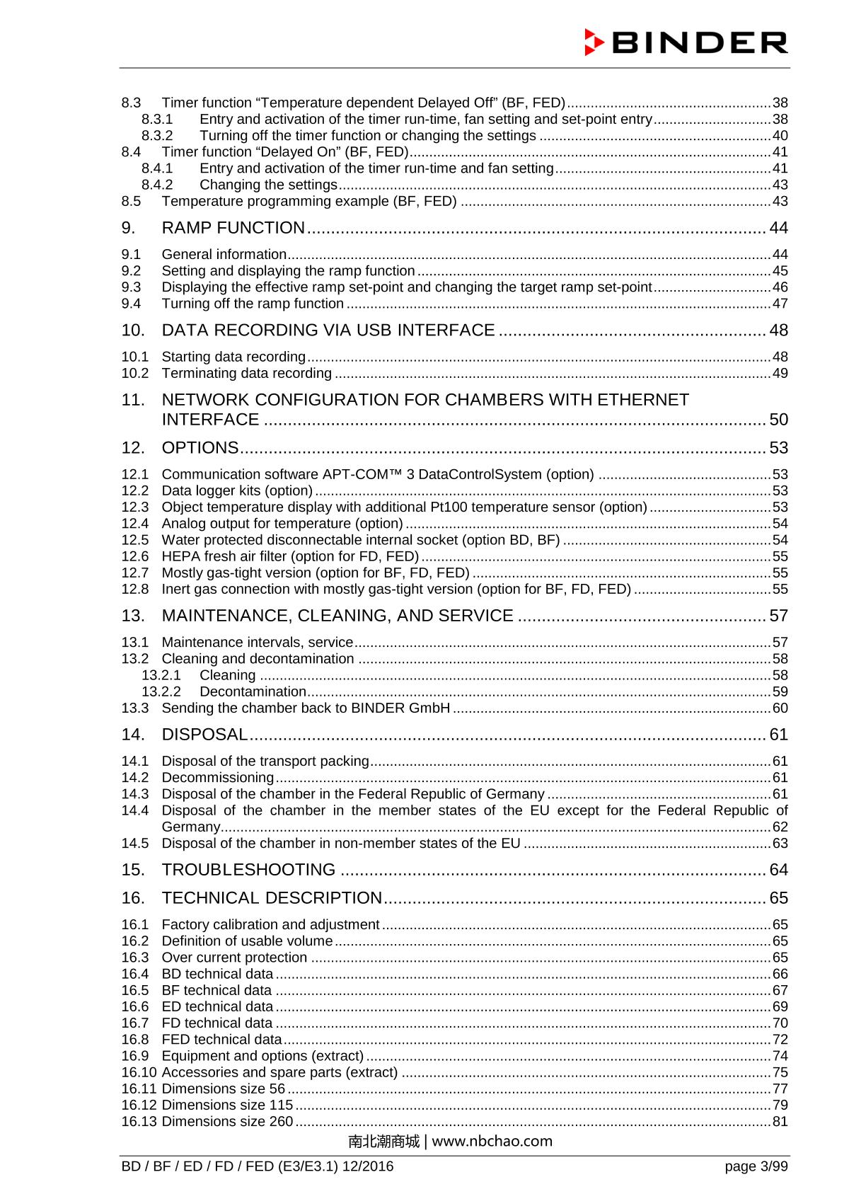 Binder ED260 Natural convection ovenManual page 3