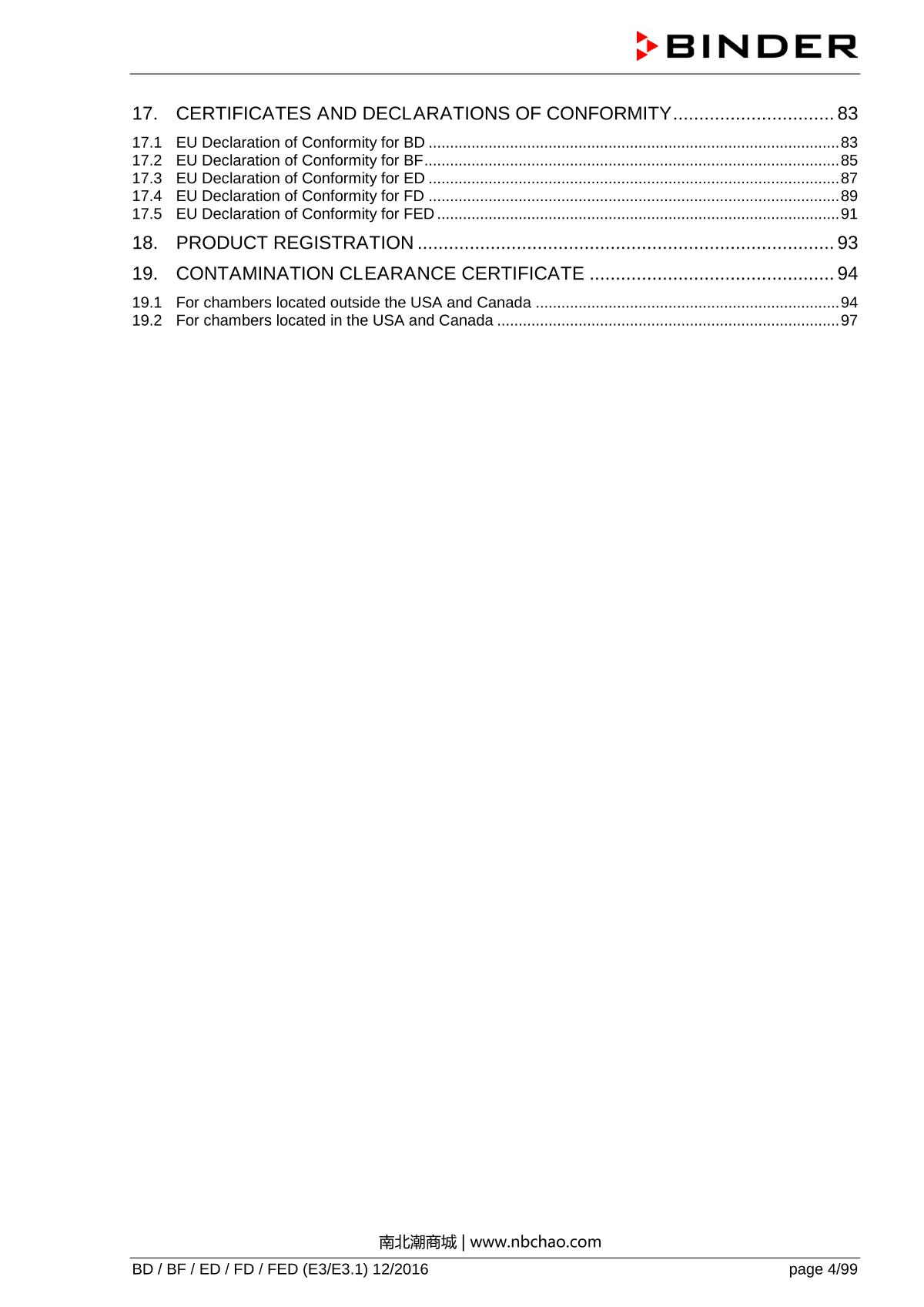 Binder ED260 Natural convection ovenManual page 4