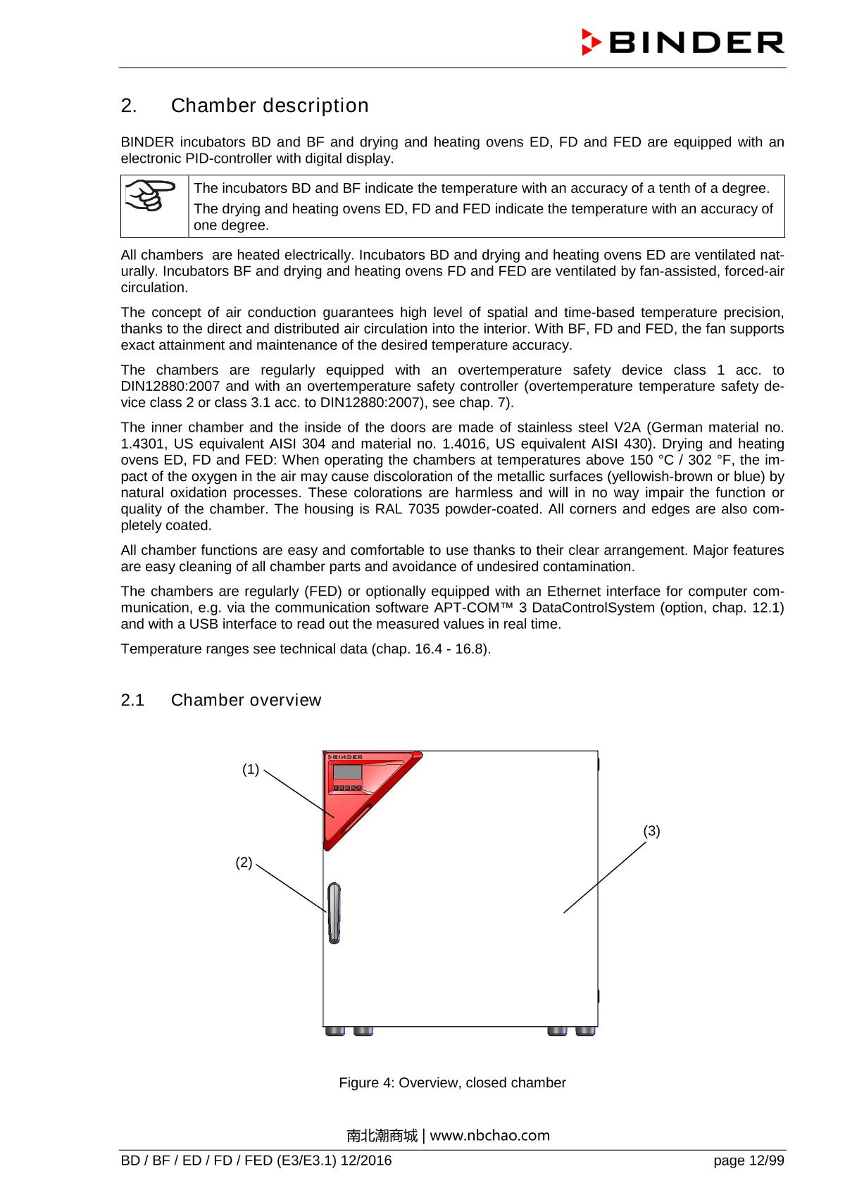 Binder ED260 Natural convection ovenManual page 12