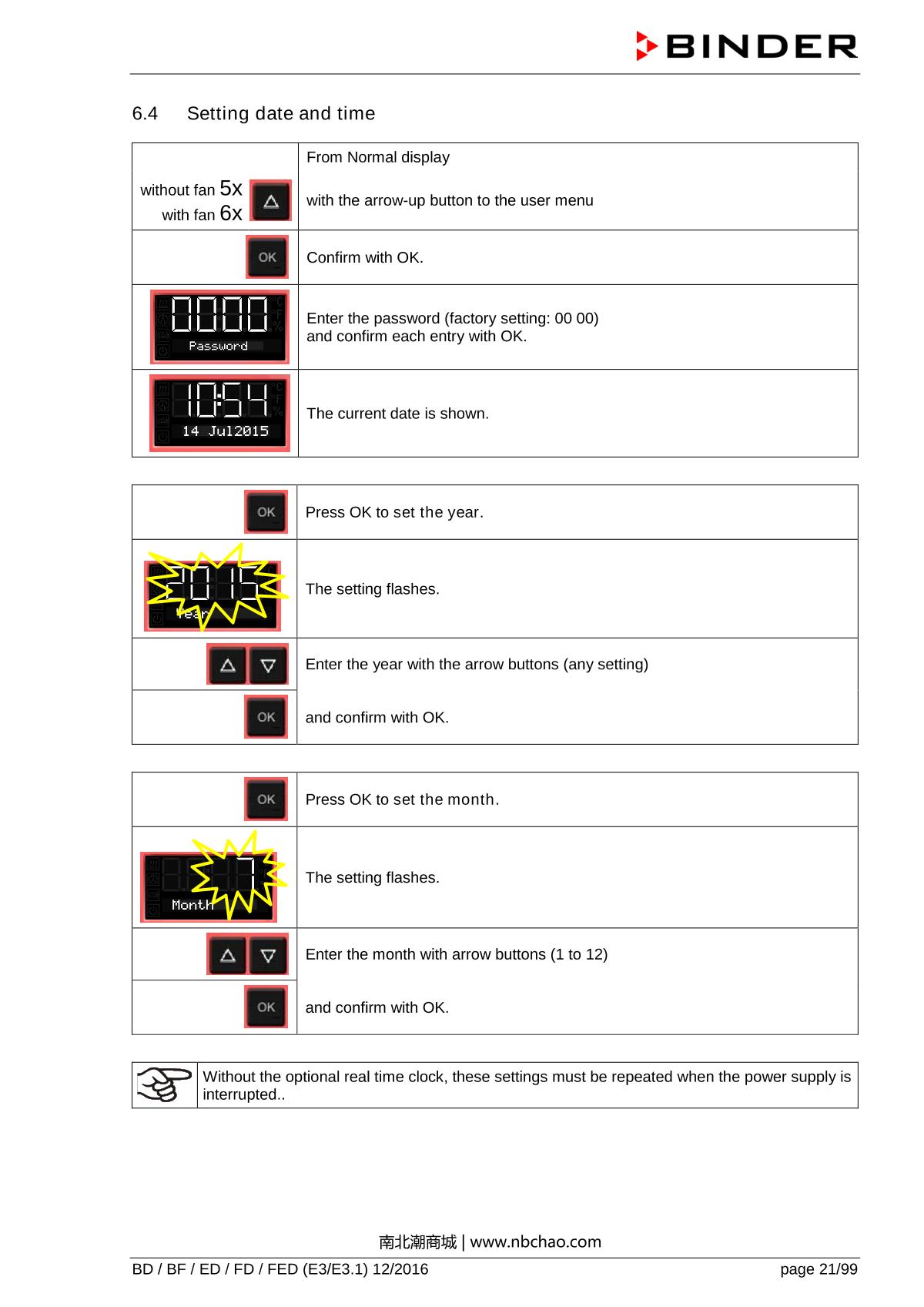 Binder ED260 Natural convection ovenManual page 21