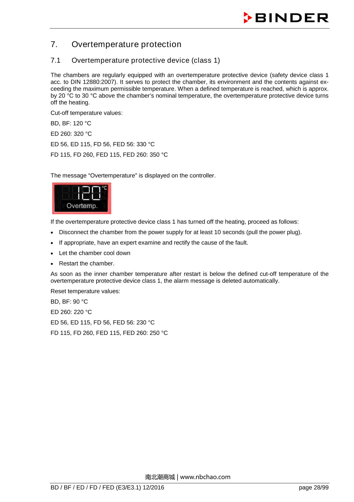 Binder ED260 Natural convection ovenManual page 28