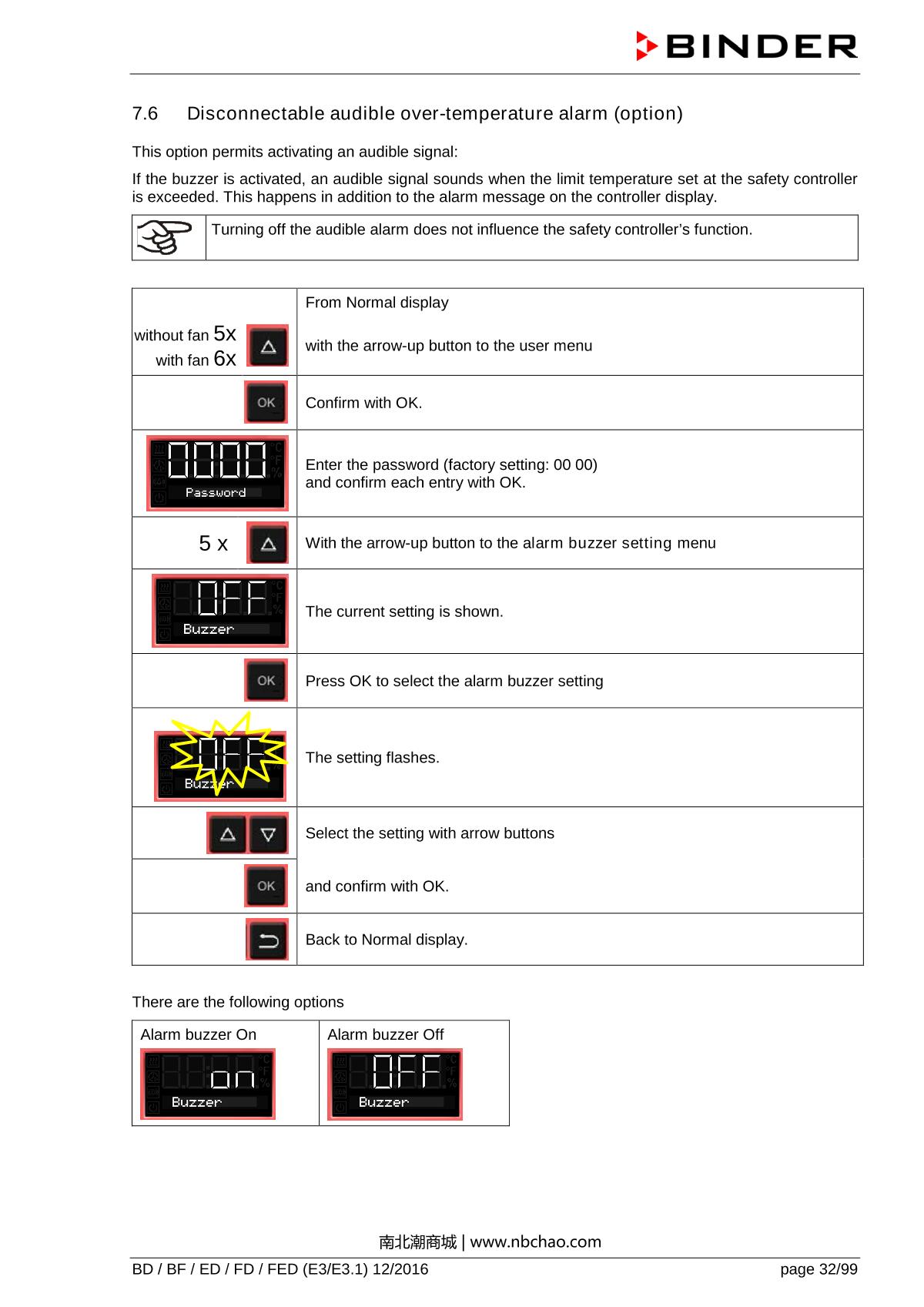 Binder ED260 Natural convection ovenManual page 32