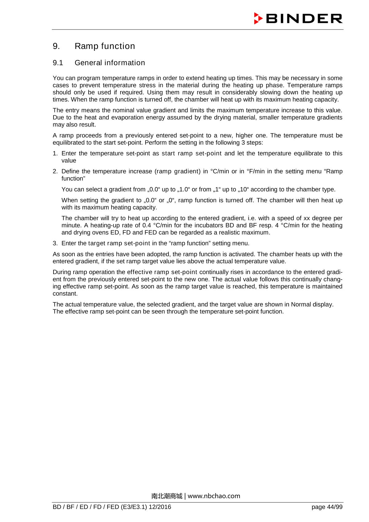 Binder ED260 Natural convection ovenManual page 44